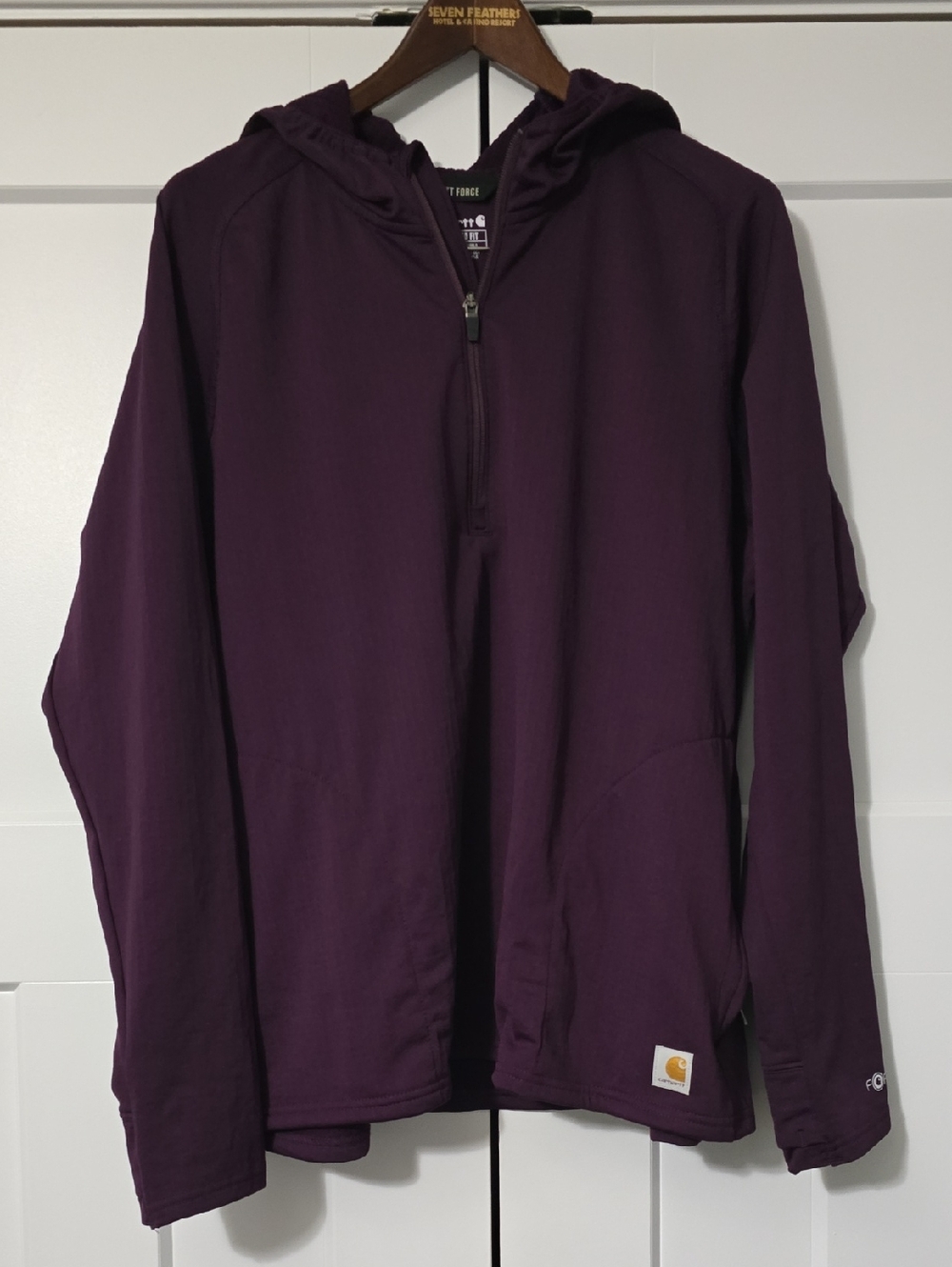 Carhartt Womens Half-Zip Hooded Force Pullover - Eggplant Purple